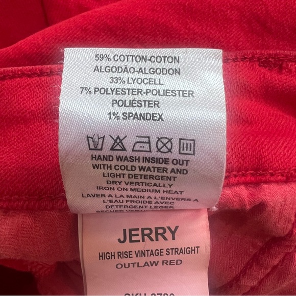 DL1961 Jerry High Rise Vintage Straight Jeans in Outlaw Red size 28 - Picture 8 of 11